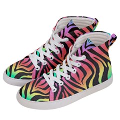 Rainbow Zebra Stripes Men s Hi-top Skate Sneakers by nate14shop