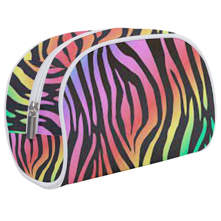 Rainbow Zebra Stripes Make Up Case (Medium)