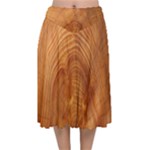 Annual Rings Tree Wood Velvet Flared Midi Skirt