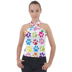 Paw Print Cross Neck Velour Top by artworkshop