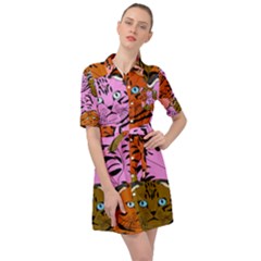 Tileable Seamless Cat Kitty Belted Shirt Dress by artworkshop
