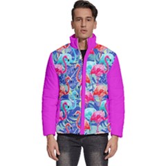 Flamingo2 Men s Puffer Bubble Jacket Coat by flowerland