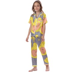 Avocado-yellow Kids  Satin Short Sleeve Pajamas Set by nate14shop