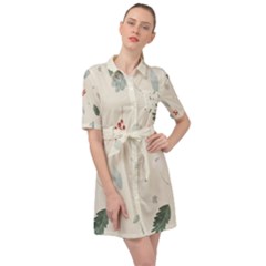 Background-gry Abstrac Belted Shirt Dress by nate14shop