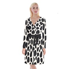 Leoperd-white-black Background Long Sleeve Velvet Front Wrap Dress by nate14shop
