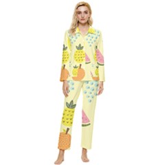 Graphic-fruit Womens  Long Sleeve Velvet Pocket Pajamas Set by nate14shop