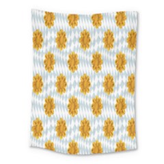 Flowers-gold-blue Medium Tapestry by nate14shop
