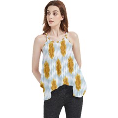 Flowers-gold-blue Flowy Camisole Tank Top by nate14shop