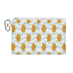 Flowers-gold-blue Canvas Cosmetic Bag (large) by nate14shop