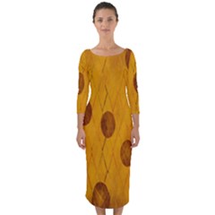 Mustard Quarter Sleeve Midi Bodycon Dress by nate14shop