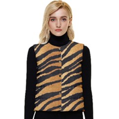 Greenhouse-fabrics-tiger-stripes Women s Short Button Up Puffer Vest by nate14shop