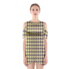 Houndstooth Shoulder Cutout One Piece Dress by nate14shop