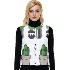 Succulents Women s Short Button Up Puffer Vest by nate14shop