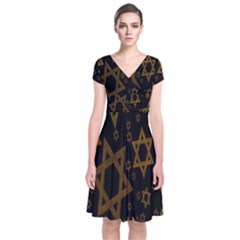 Star-of-david Short Sleeve Front Wrap Dress by nate14shop