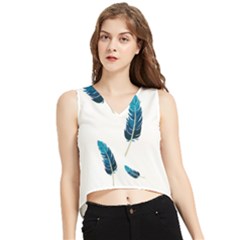 Feather Bird V-neck Cropped Tank Top by artworkshop