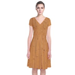 Hardwood Vertical Short Sleeve Front Wrap Dress