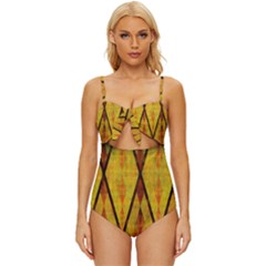 Rhomboid 002 Knot Front One-piece Swimsuit by nate14shop