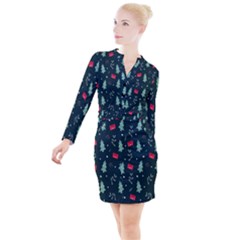 Christmas 001 Button Long Sleeve Dress by nate14shop