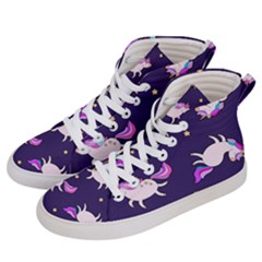Fantasy-fat-unicorn-horse-pattern-fabric-design Women s Hi-top Skate Sneakers by Jancukart