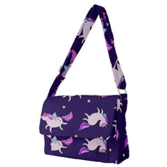 Fantasy-fat-unicorn-horse-pattern-fabric-design Full Print Messenger Bag (m) by Jancukart