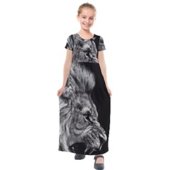 Angry Male Lion Kids  Short Sleeve Maxi Dress by Jancukart