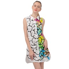 Brain-mind-psychology-idea-drawing Sleeveless Shirt Dress by Jancukart