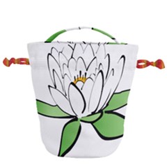 Lotus-flower-water-lily Drawstring Bucket Bag by Jancukart