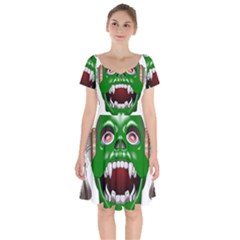 Monster-mask-alien-horror-devil Short Sleeve Bardot Dress by Jancukart