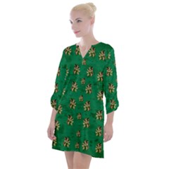 Water Lilies In The Soft Clear Warm Tropical Sea Open Neck Shift Dress by pepitasart