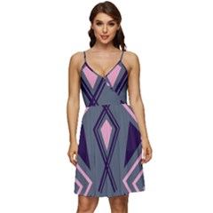 Abstract Pattern Geometric Backgrounds  V-neck Pocket Summer Dress 