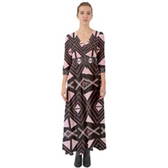Abstract Pattern Geometric Backgrounds Button Up Boho Maxi Dress by Eskimos