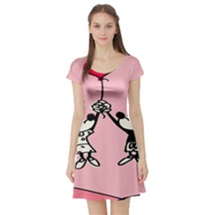 Baloon Love Mickey & Minnie Mouse Short Sleeve Skater Dress by nate14shop