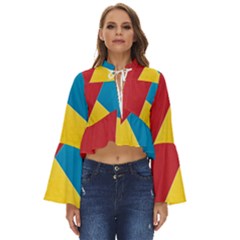 Tri Calor Background-color Boho Long Bell Sleeve Top by nate14shop