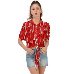 Banner Love Red Tie Front Shirt  by nate14shop