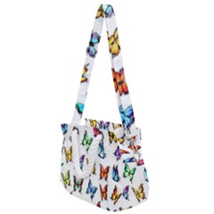 Big Collection Off Colorful Butterfiles Rope Handles Shoulder Strap Bag