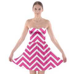 Chevrons - Pink Strapless Bra Top Dress by nate14shop