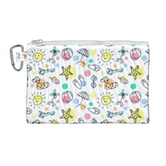 Doodle Canvas Cosmetic Bag (large) by nate14shop