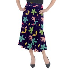 Colorful Floral Midi Mermaid Skirt by hanggaravicky2