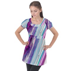Color Acrylic Paint Art Puff Sleeve Tunic Top by artworkshop