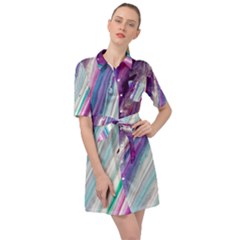 Color Acrylic Paint Art Belted Shirt Dress by artworkshop