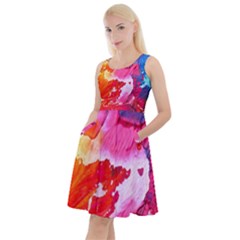 Colorful Painting Knee Length Skater Dress With Pockets by artworkshop