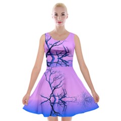 Nature-inspiration-trees-blue Velvet Skater Dress by Jancukart