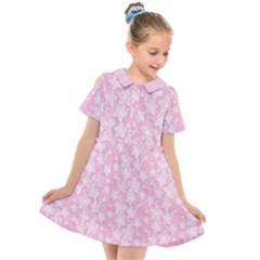 Pink-floral-background Kids  Short Sleeve Shirt Dress by Jancukart