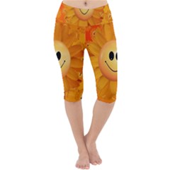 Sun-sunflower-joy-smile-summer Lightweight Velour Cropped Yoga Leggings by Jancukart