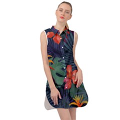Colorful Flowers Sleeveless Shirt Dress by HWDesign