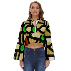 Abstract-0001 Boho Long Bell Sleeve Top by nate14shop