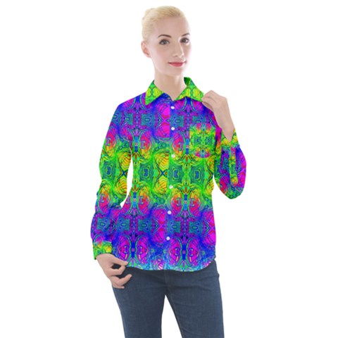 Happy Colors Women s Long Sleeve Pocket Shirt by Thespacecampers