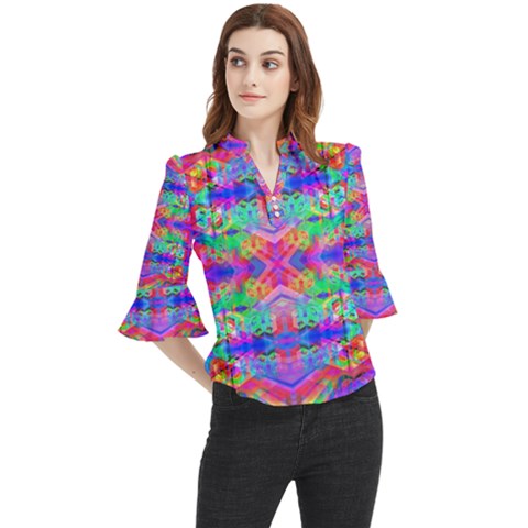 Deep Space 444 Loose Horn Sleeve Chiffon Blouse by Thespacecampers