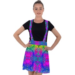 Liquidy Rainbow Velvet Suspender Skater Skirt by Thespacecampers