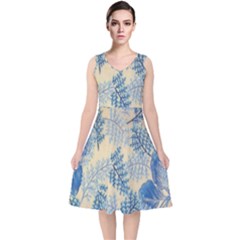Fabric-b 001 V-neck Midi Sleeveless Dress  by nate14shop